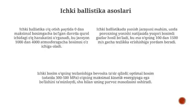 Ichki va tashqi ballastika boyicha ma'lumotlar 3