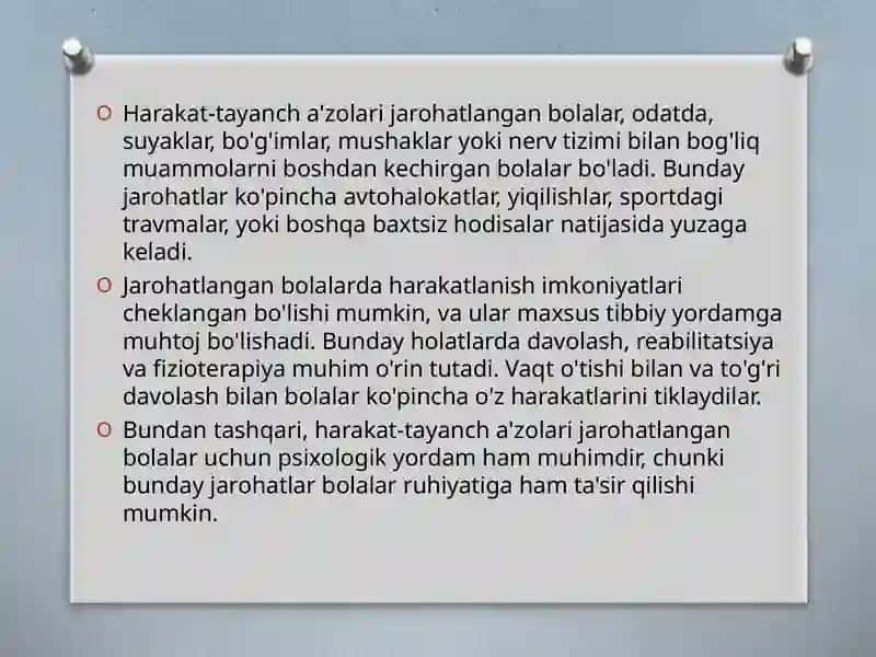 Harakat-tayancha'zolari jarohatlangan bolalar 3