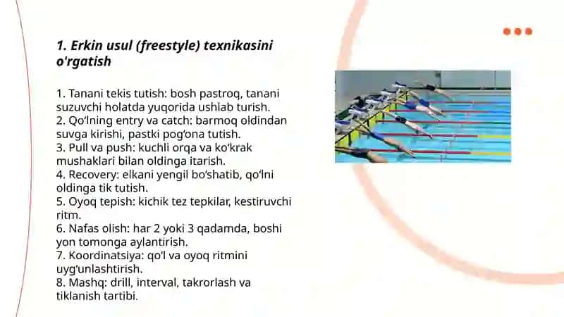 Sportcha suzish turlari texnikasini o’rgatish 3