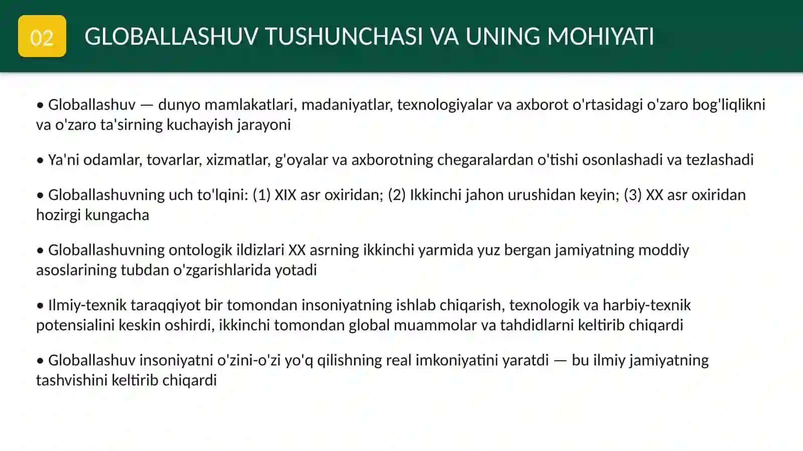 Globallashuvning ijobiy va salbiy yo'nalishlari 3