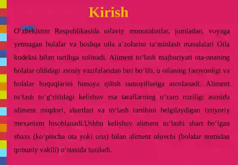 ALIMENT TO‘LASH TO‘G‘RISIDAGI KELISHUV 3