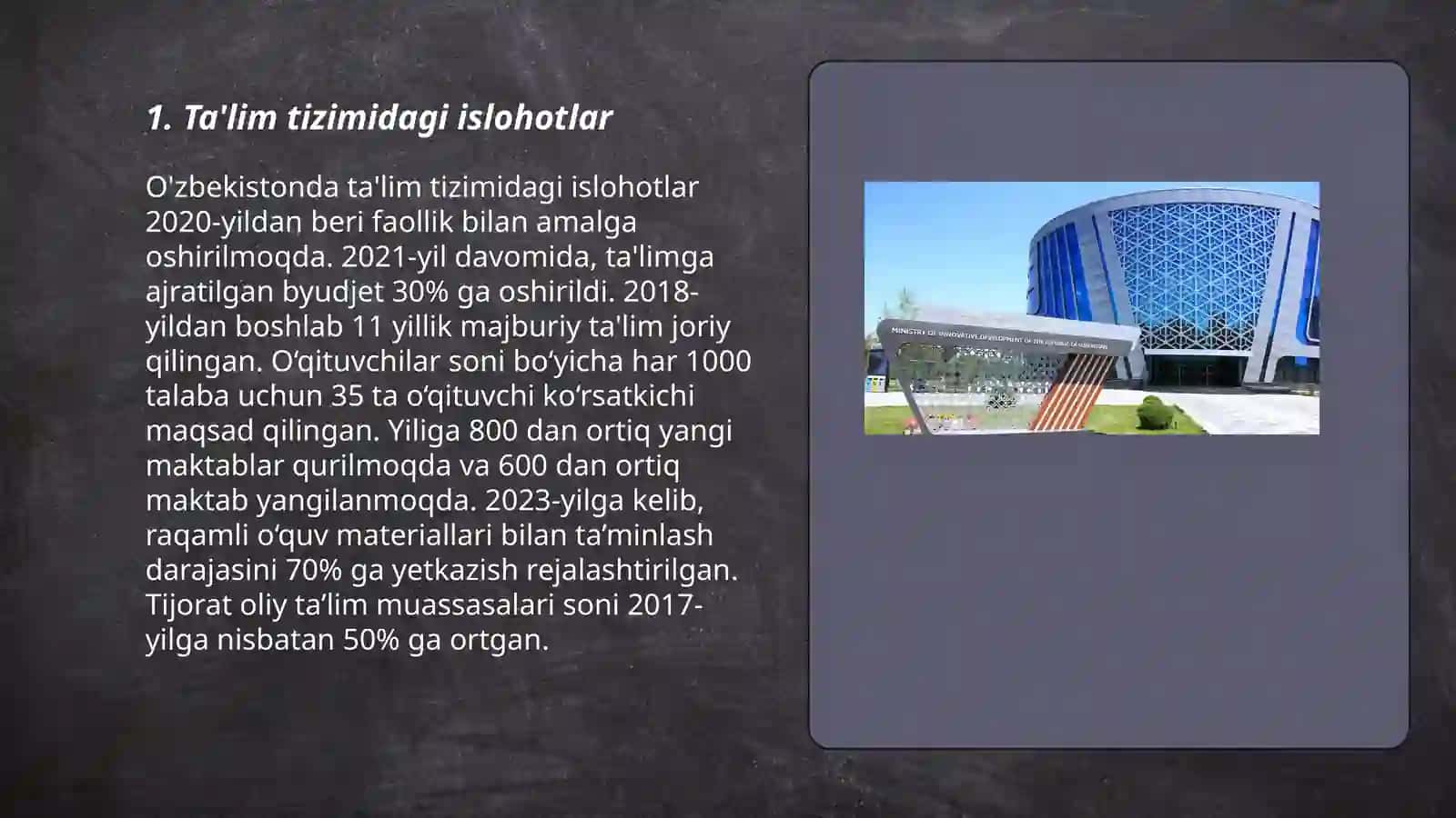 O'zbekiston Respublikasidagi ijtimoiy sohadagi islohotlar 3