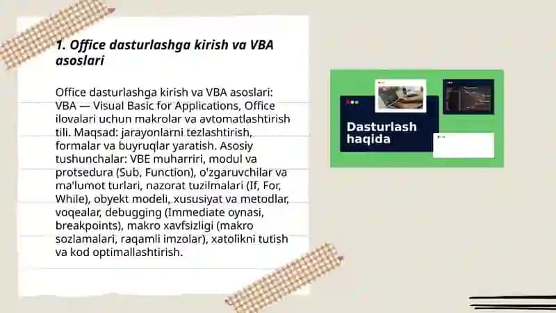 Office dasturlashga kirish va VBA asoslari 3