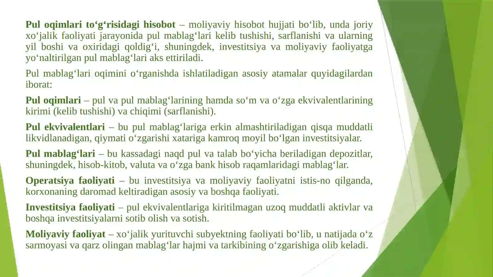 Pul oqimlari tahlili 3