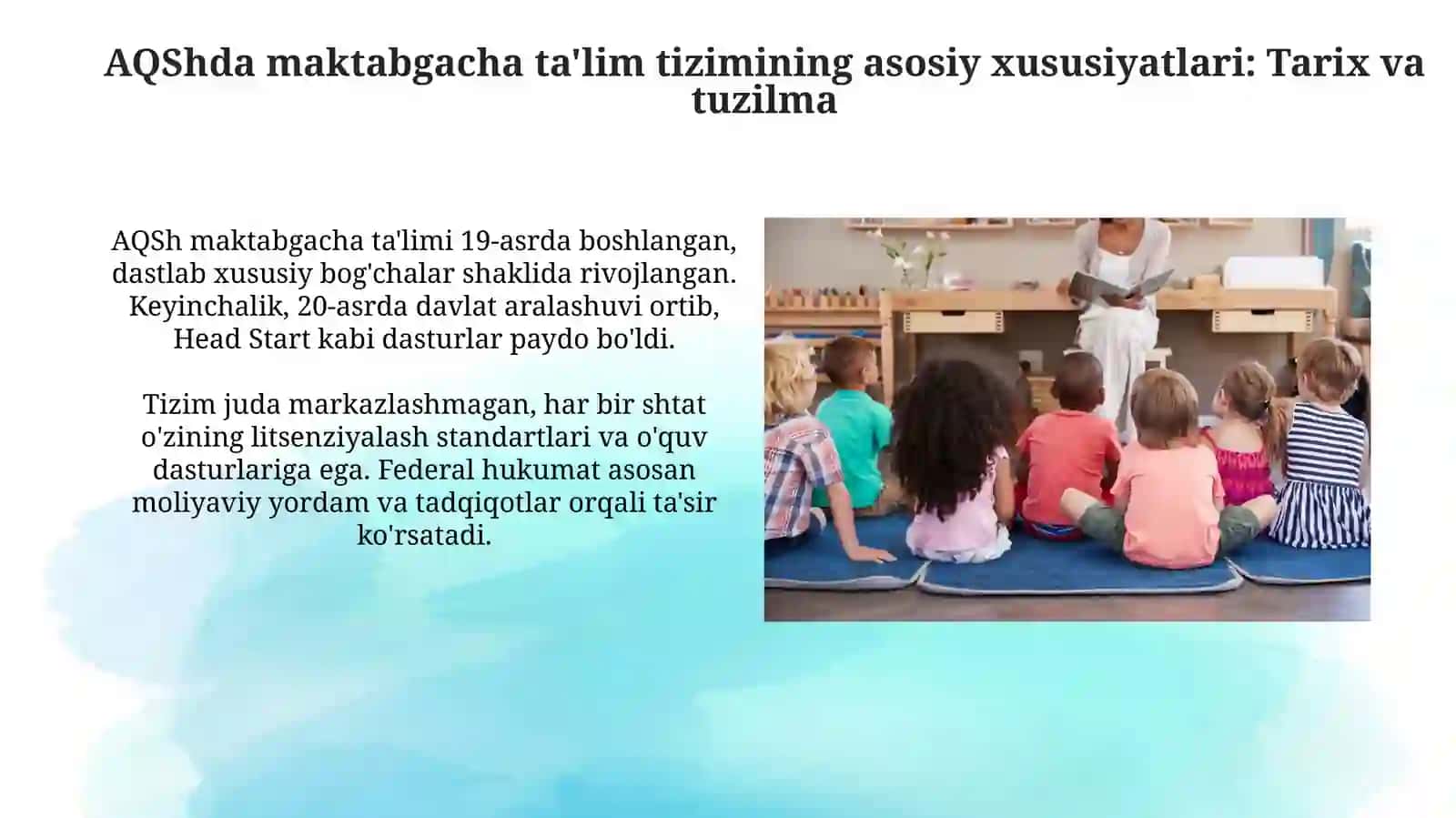 AQSh maktabgacha ta'limi 3