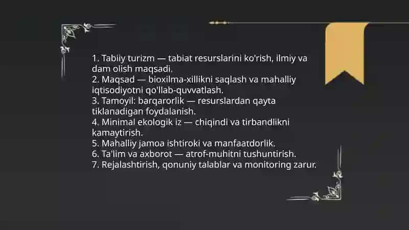 Tabiiy Turizm va Ekoturizm 3