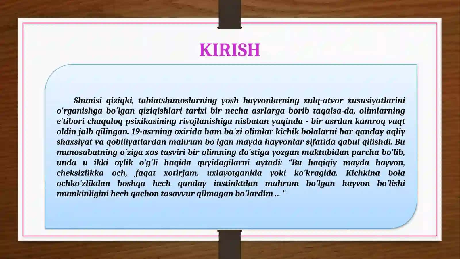GO’DAKLIK DAVRI. TIRILISH KOMPLEKSI 3