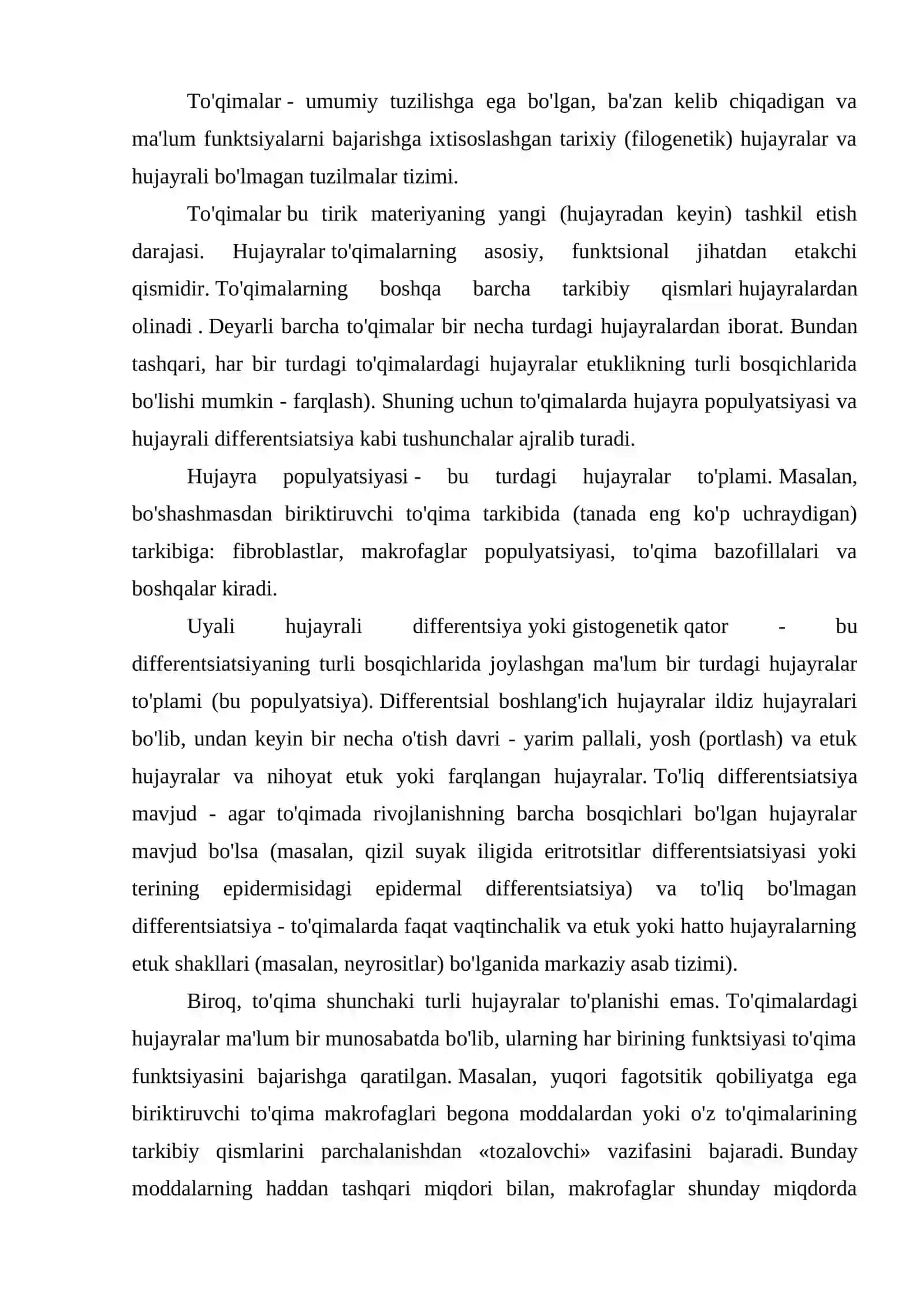 To`qimalarning ontogenik, filogenik rivojlanishi 3