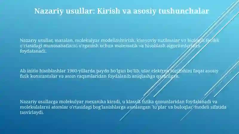 Birikmalarning biologik faolligini baxolashning nazariy usullari 3