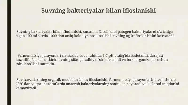 Suvning bakteriyalar bilan ifloslanishi 3
