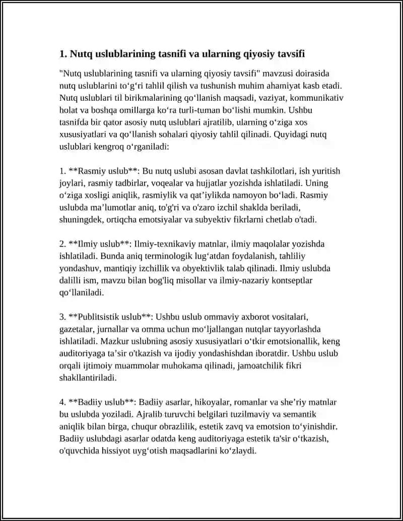 Nutq uslublarining qiyosiy tavsifi 3