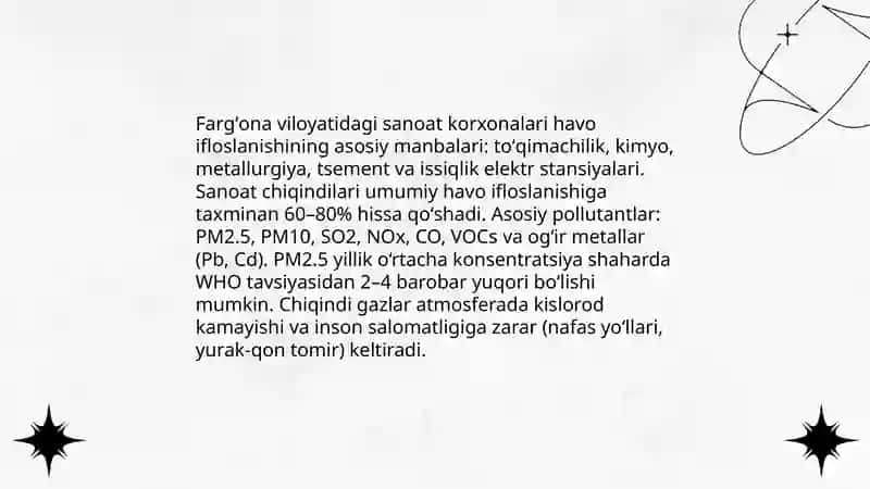 Farg’ona viloyatidagi sanoat korxonalarining ekologiyaga ta`siri 3
