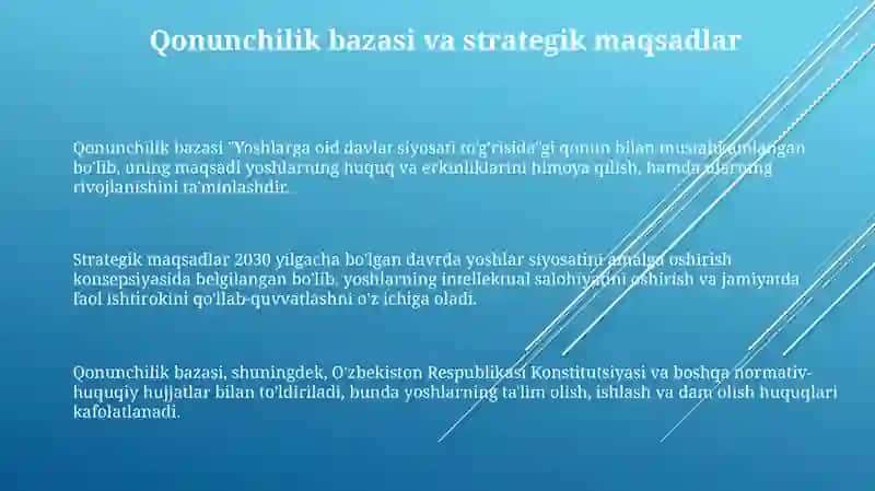 Yoshlarga oid davlat siyosatini izchil va samarali tashkil etish 3