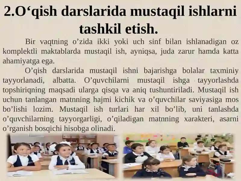 Oʻqish darslarida mustaqil ishlarni tashkil etish 3