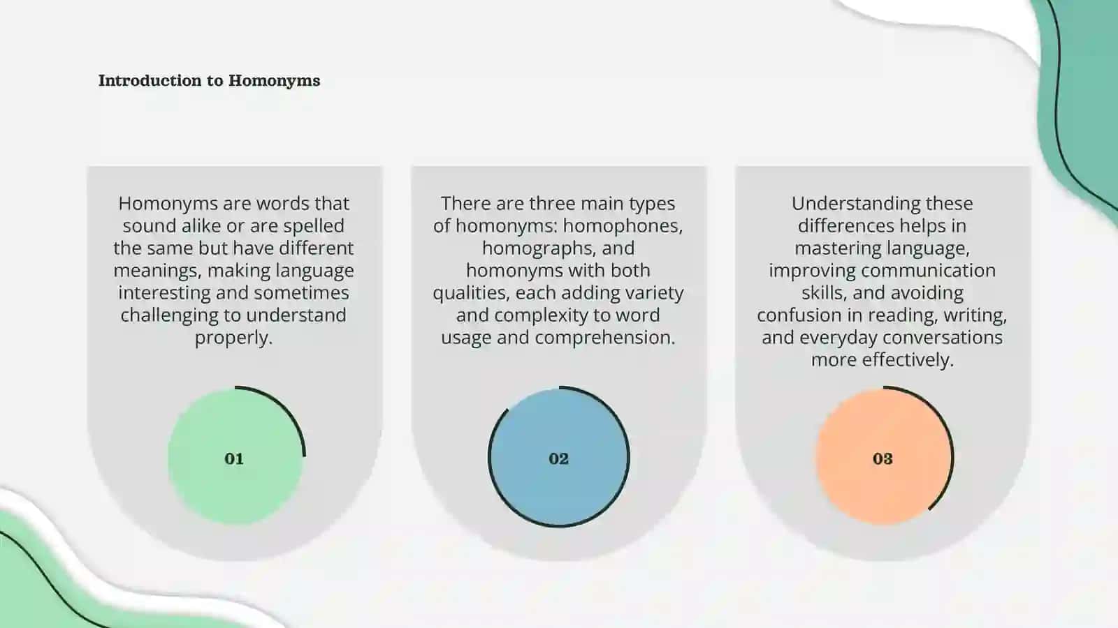Comparing three types of homonyms 3