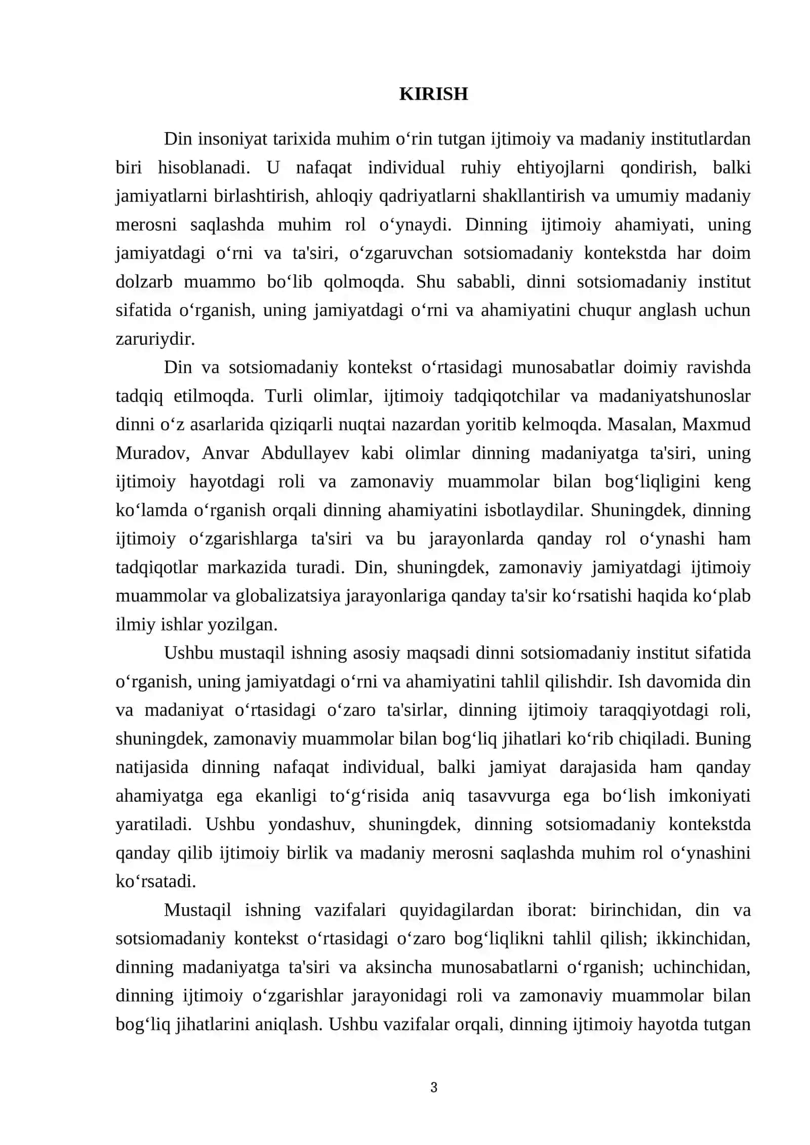 Din sotsiomadaniy insitut sifatida 3