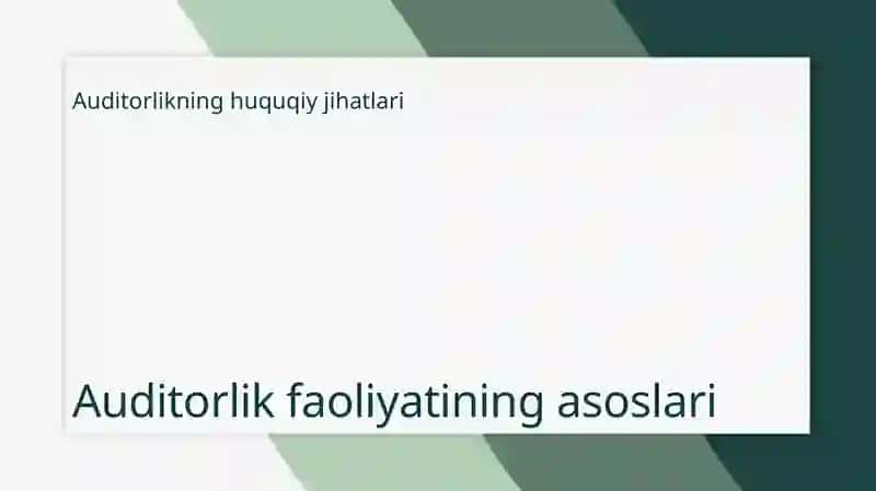 Auditorlik faoliyatining huquqiy asoslari 3