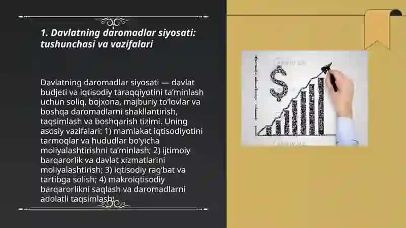Davlatning daromadlar siyosatining mazmuni 3