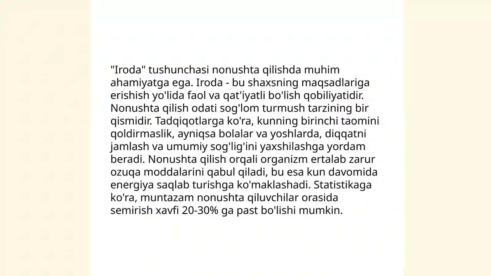 "Nonushta uchun iroda" texnikasi 3