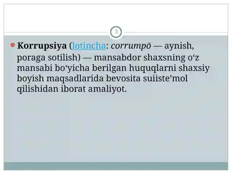 Korrupsiyaga oid huquqbuzarliklar uchun javobgarlik tushunchasi va turlari 3