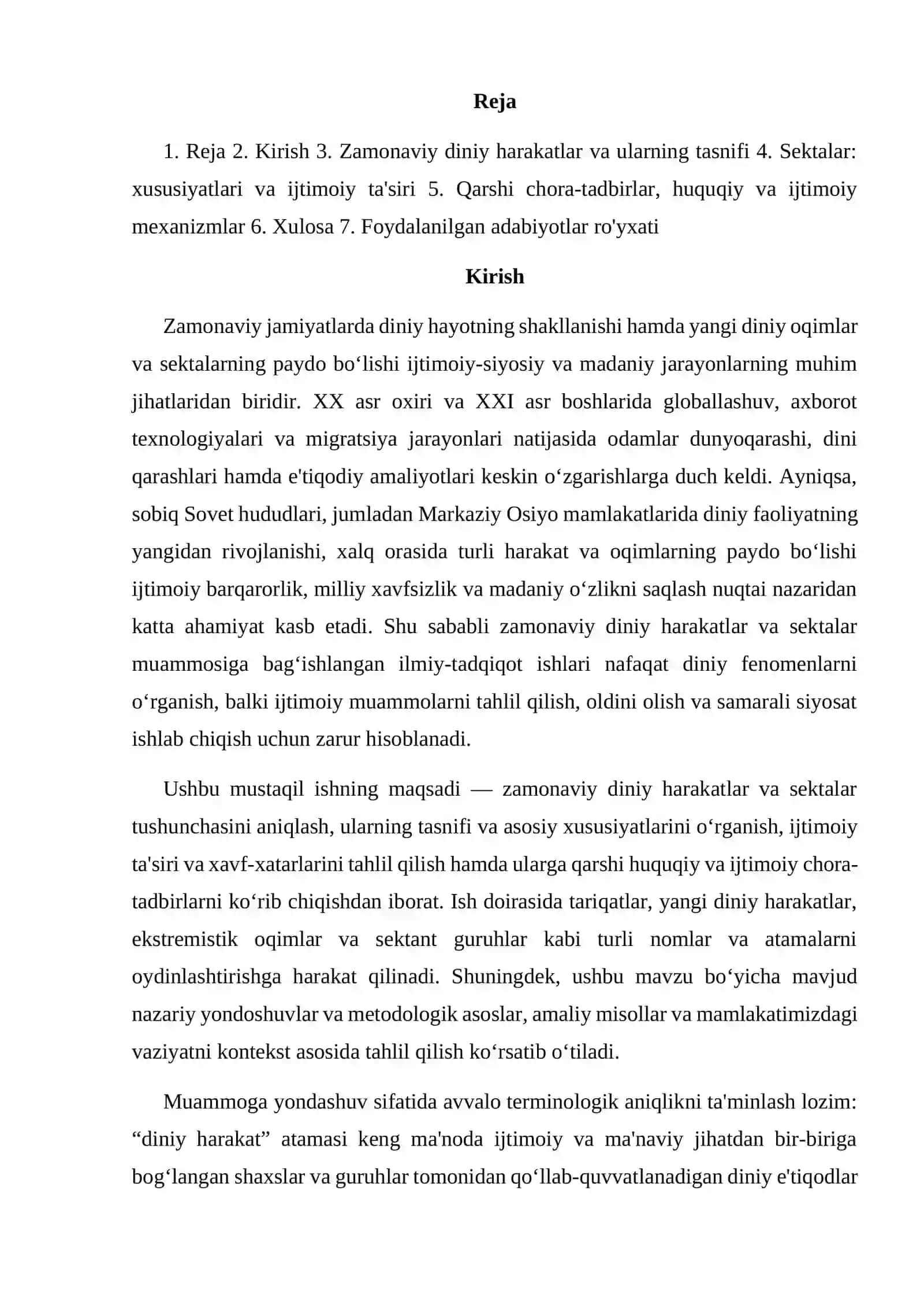 Zamonaviy diniy harakatlar va sektalar 3