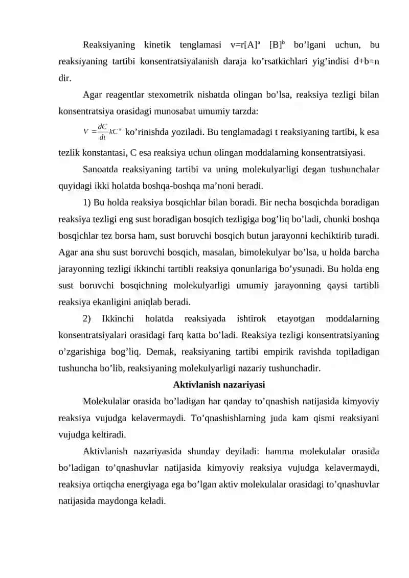 Kimyoviy reaksiyalarning kinetik tasnifi 3