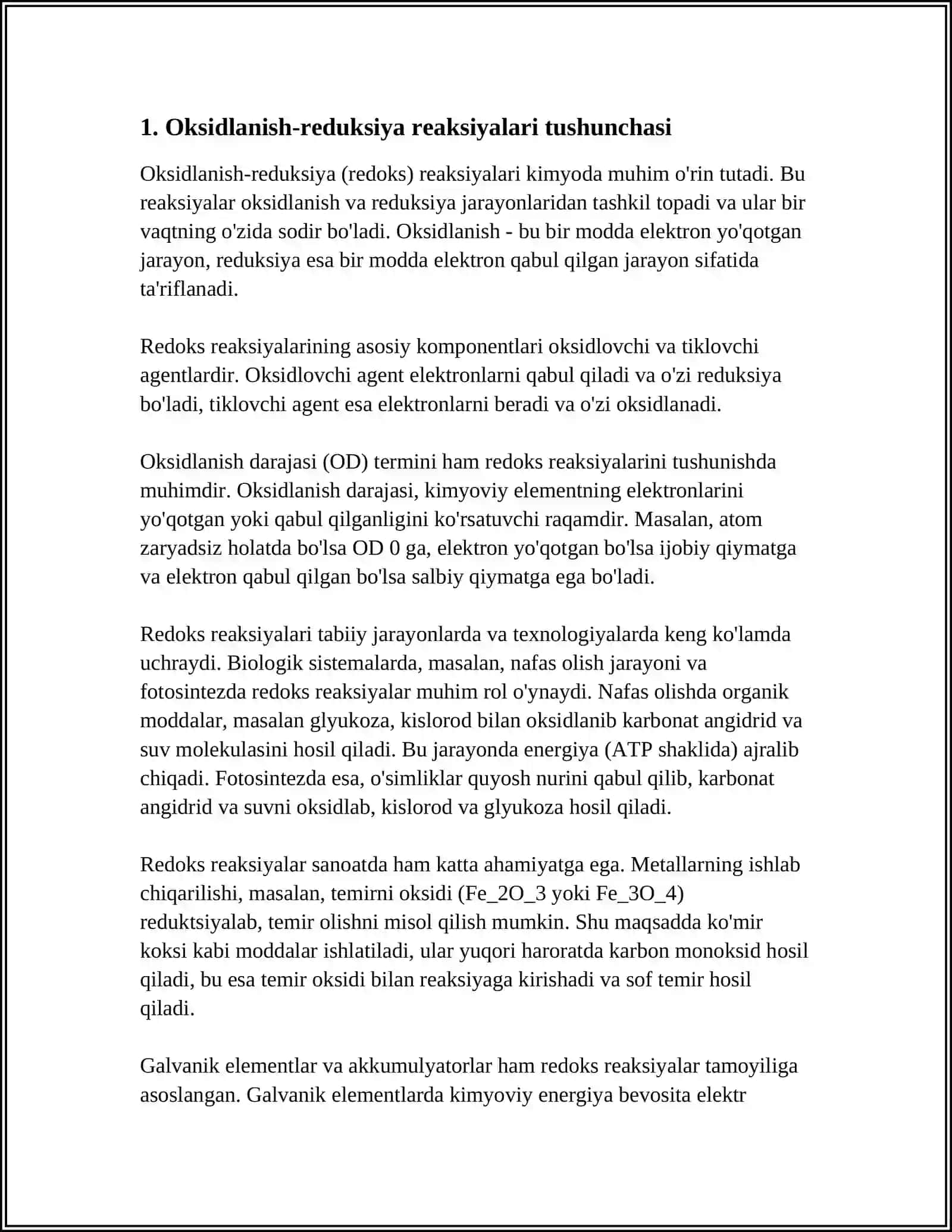 OKSIDLANISH VA QAYTARILISH REAKSIYALARI 3