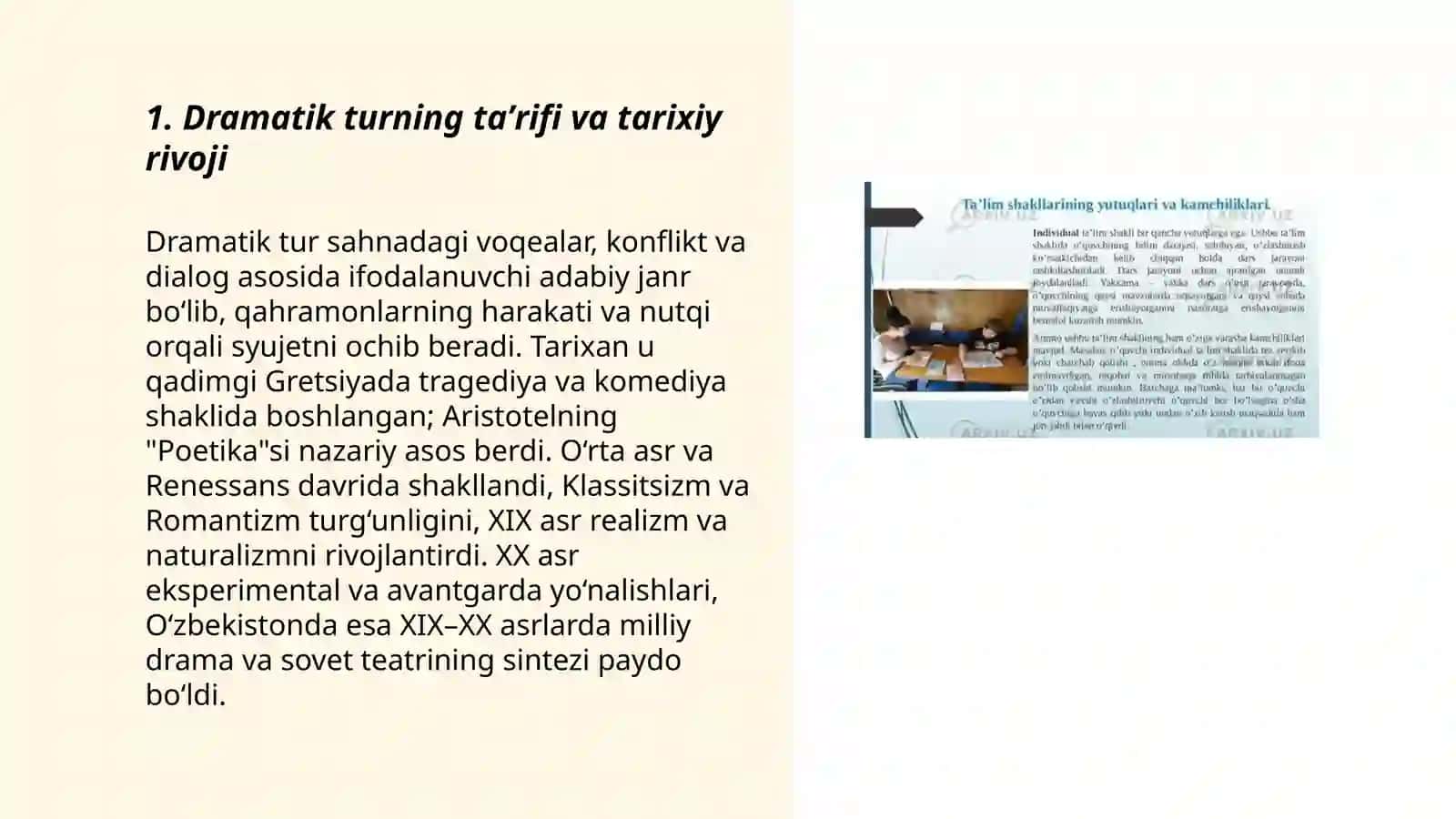 Dramatik tur va uning janr xususiyatlari 3