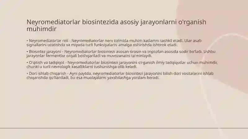 Neyromediatorlar biosintezi 3