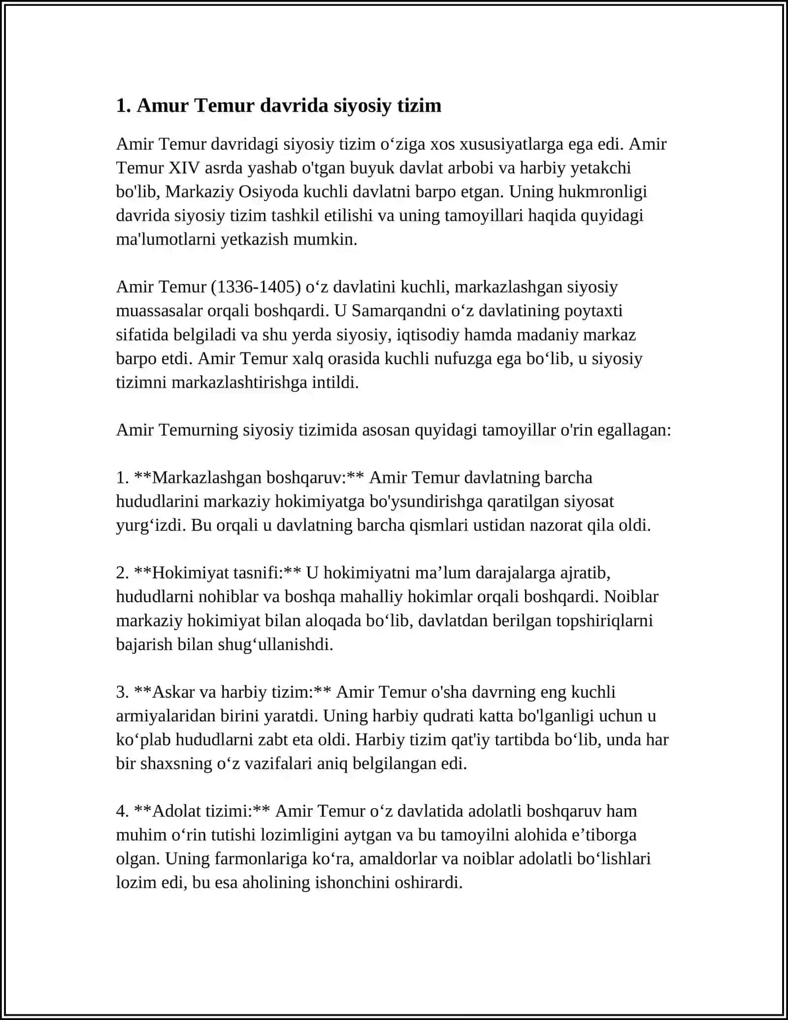 Amir Temur davrida siyosiy tizim 3
