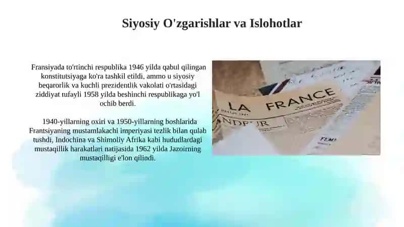 Siyosiy O'zgarishlar va Islohotlar 3