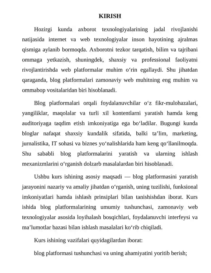 Blog platformasi yaratish 3