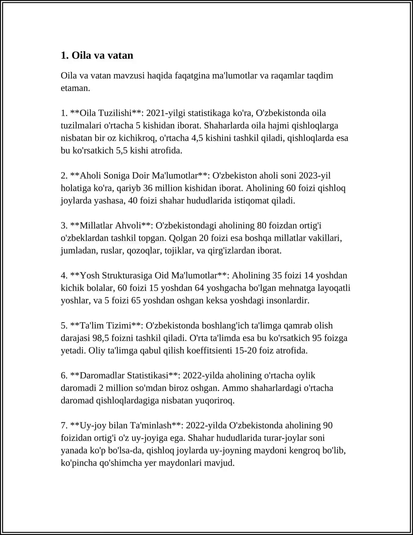 MUSTAQIL ISH Mavzu: VATAN OLDIDAGI BURCHIMIZ 3