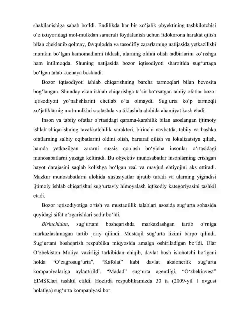 Milliy iqtisodiyotda sug'urtaning o'rni 3