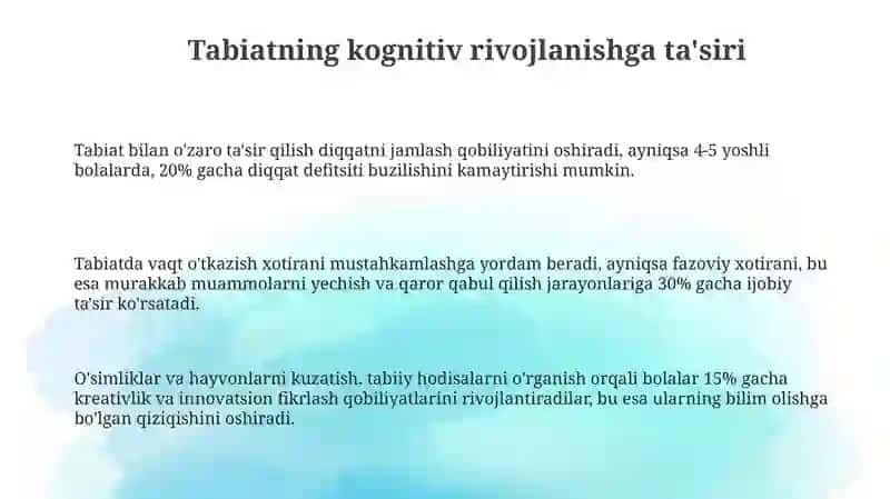 Tabiatning inson rivojlanishidagi roli 3