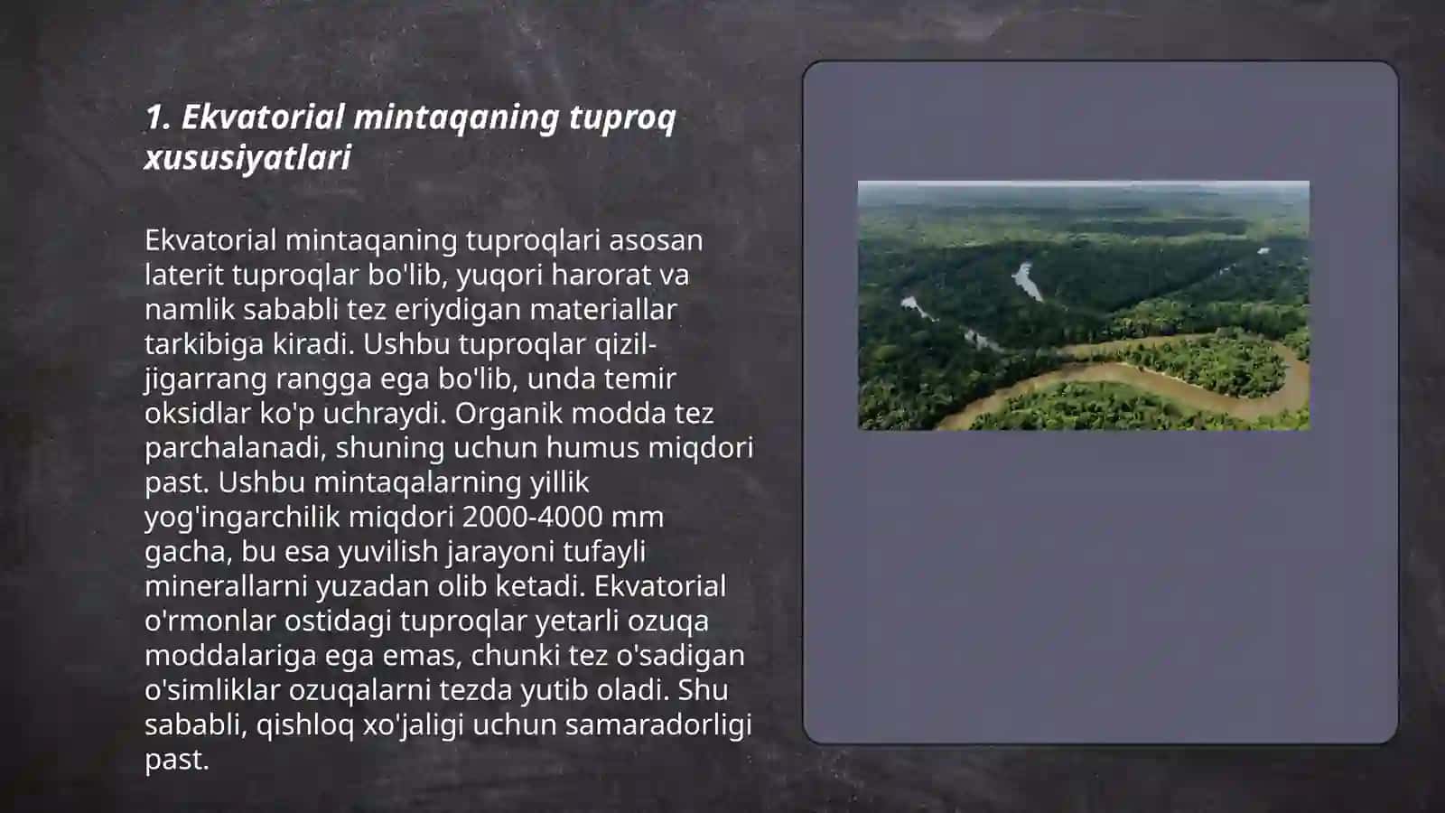 Ekvatoreal zonasi tuproqlarini o'rganish 3