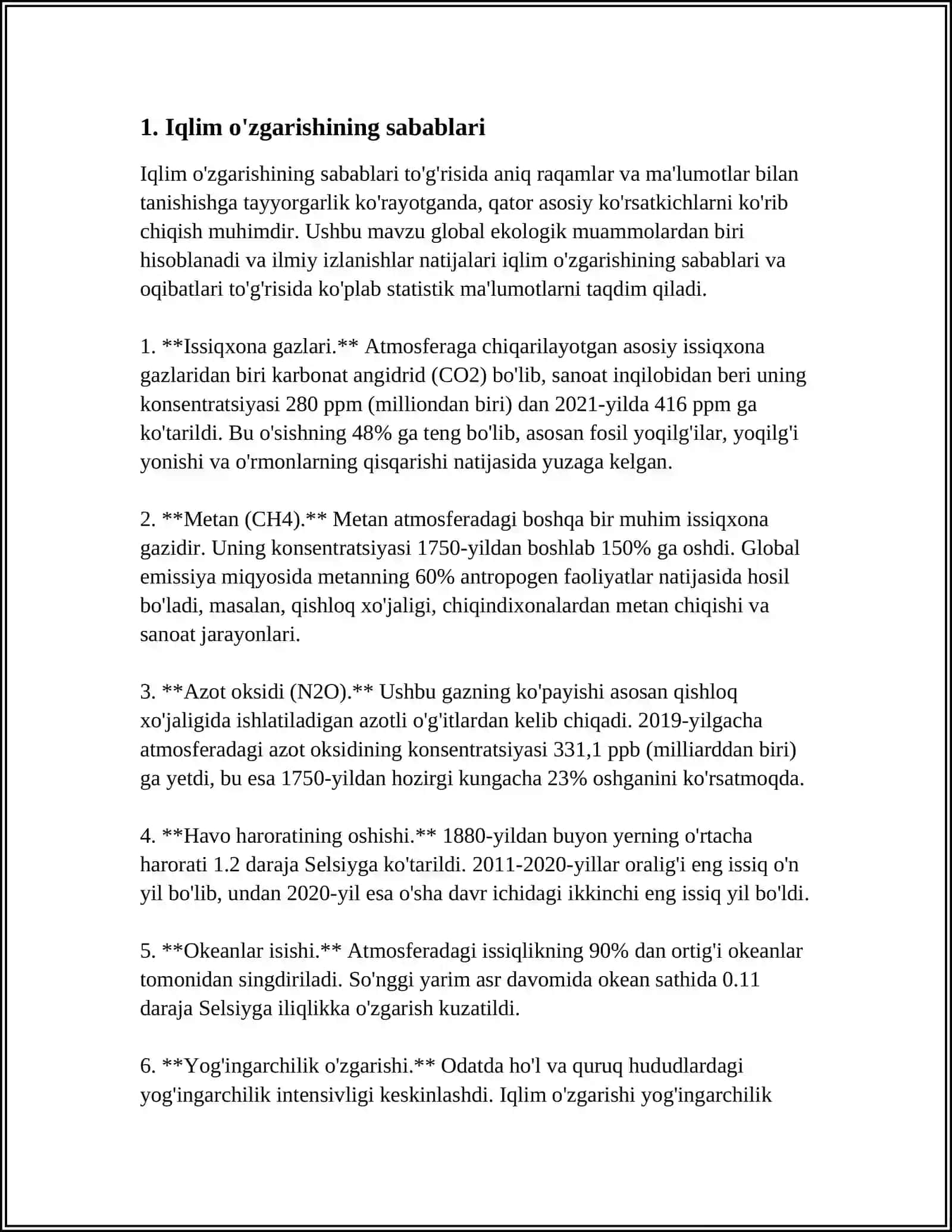 O'ZGARGAN IQLIM SHAROITIDAGI HAYOT 3