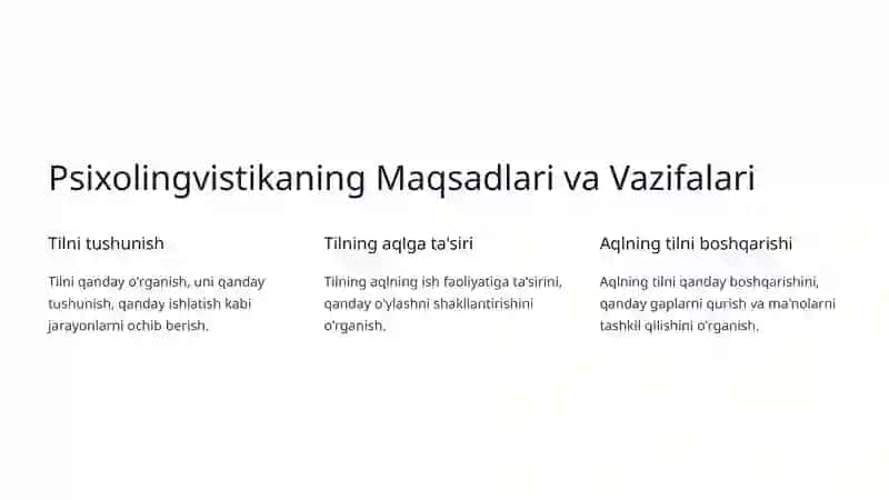 Psixolingvistika: Til va Aql O'rtasidagi Aloqa 3