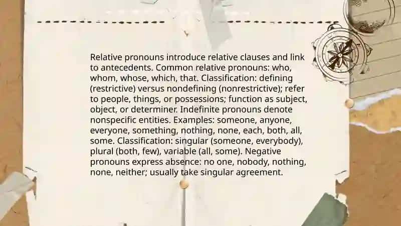 Pronouns. Relative, Indefinite and negative types 3