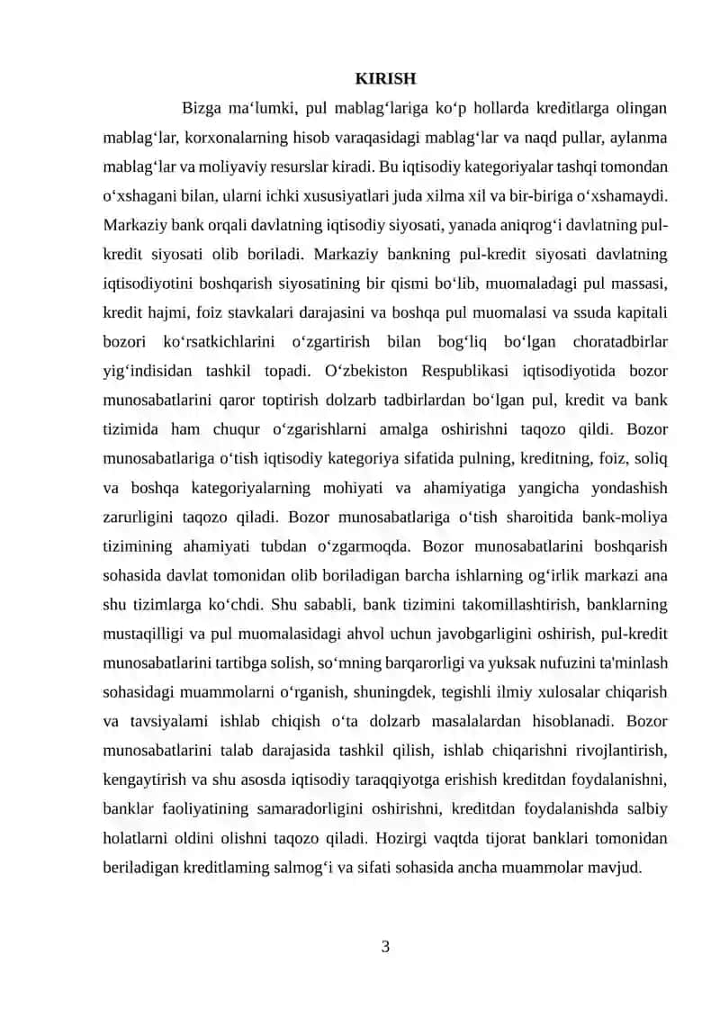 Kreditning zaruriyat va uni belgilovchi omillar 3
