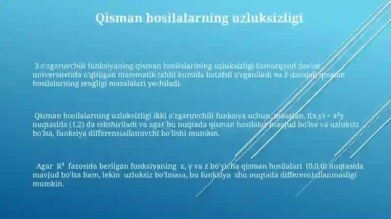 Qisman hosilalar va differentsiallik 3