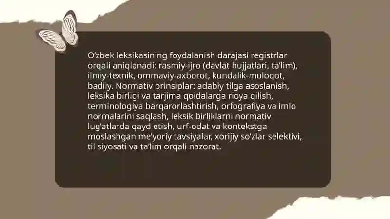 O’zbek tili leksikasining qo’llanilish darajasi 3