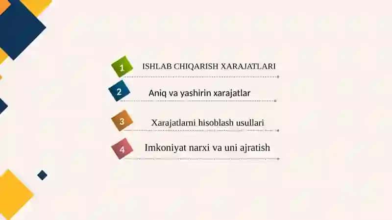 ISHLAB CHIQARISH XARAJATLARI 3