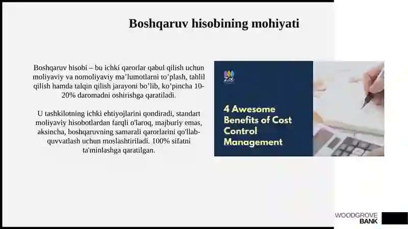 Boshqaruv hisobining mohiyati va unitashkiletish 3