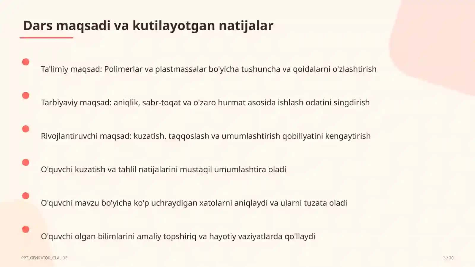Polimerlar va plastmassalar (11-sinf) 3