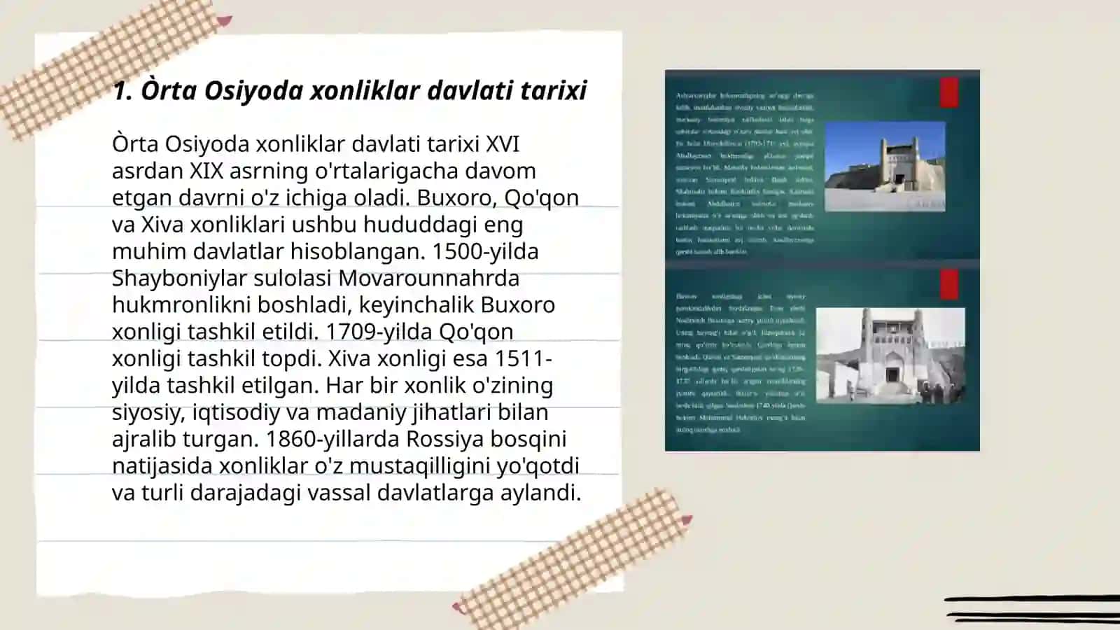 Òrta Osiyoda xonliklar davlati tarixi 3