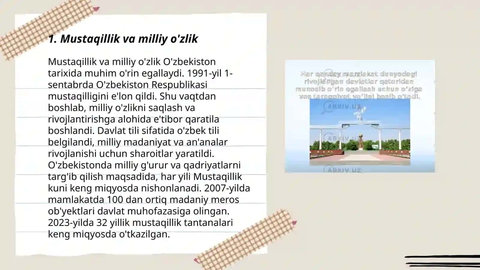 Mustaqillik va milliy o'zlik 3