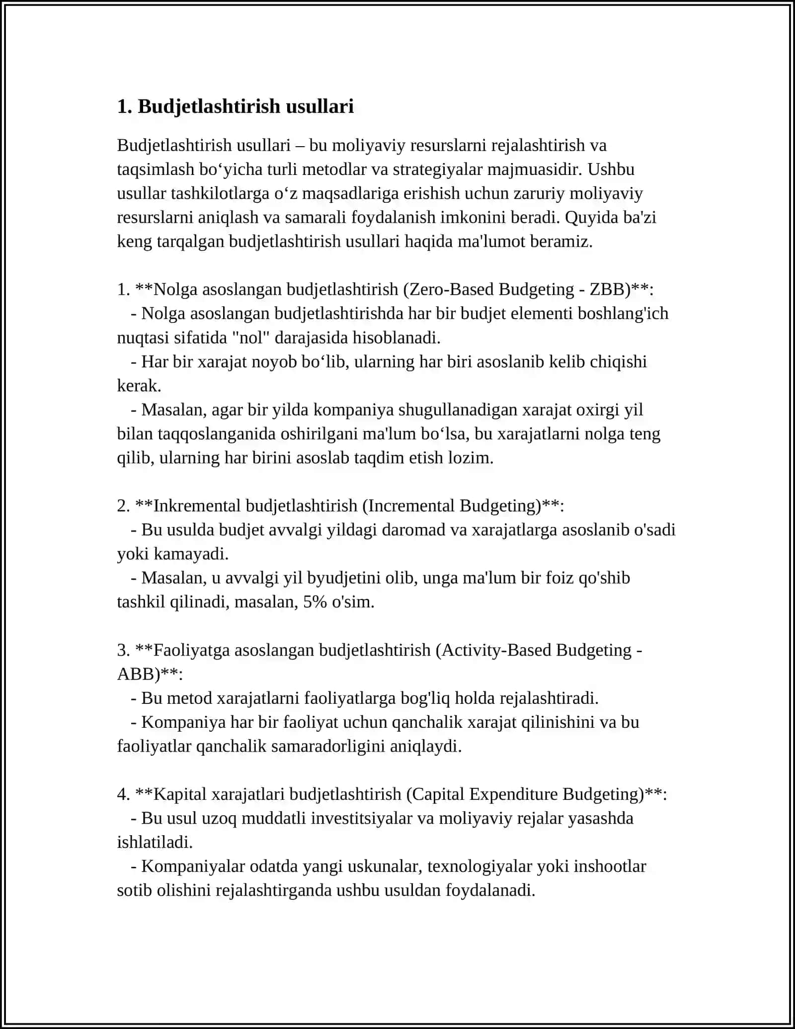 BUDJETLASHTIRISH USULLARI 3