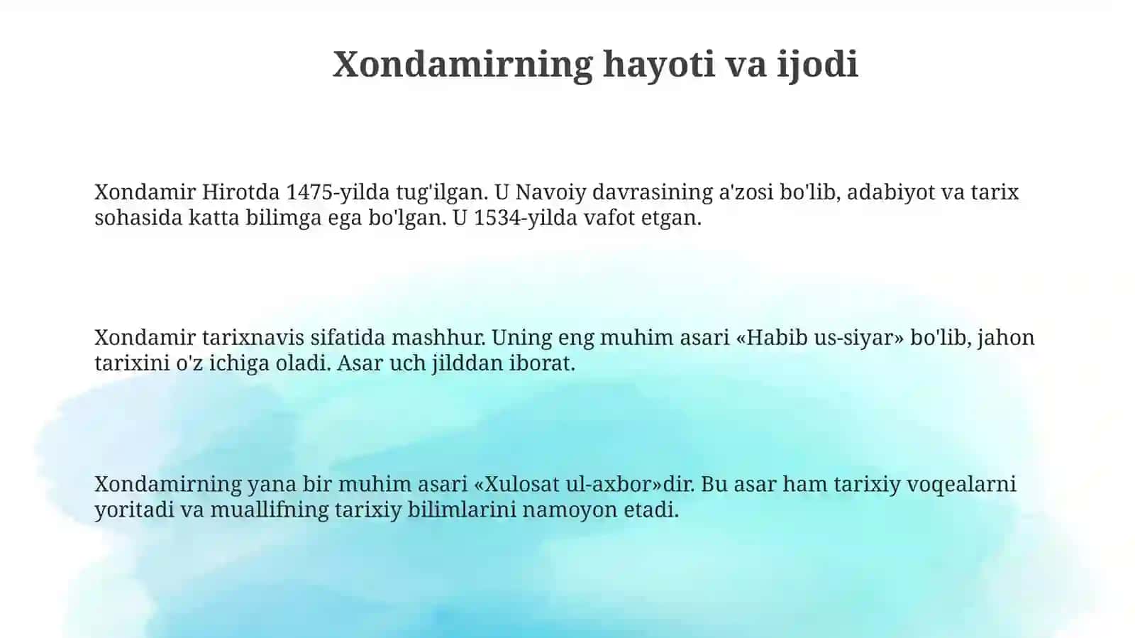Xondamirning "Makorim ul axloq " asaridagi maqsadlar 3