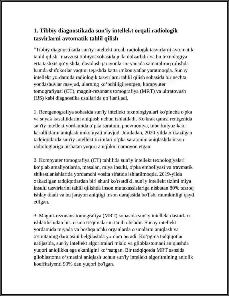 TIBBIY DIAGNOSTIKADA SUN'IY INTELEKTDAN FOYDALANISH 3